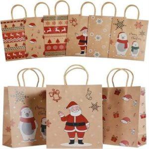 6pcs Christmas Kraft Gift Paper Bags