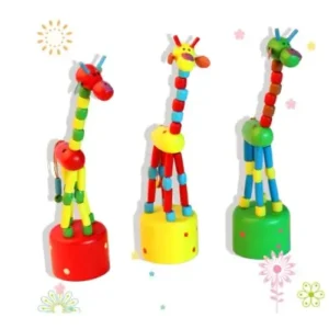Healifty 3pcs Wooden Giraffe Figurine Rock and Roll Toy Set