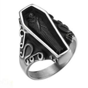 Men's 'Eternal Slumber' Ring Oxidized Silver-Tone Stainless Steel
